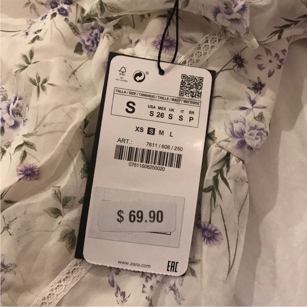 ZARA Floral Ruffle Open Back Top - Picture 8 of 8